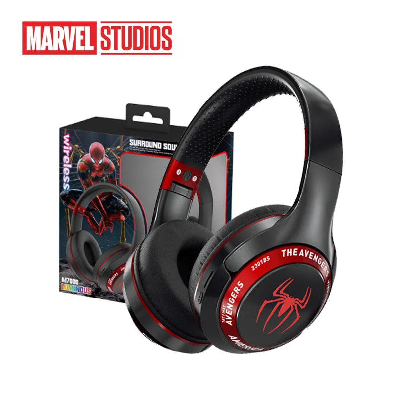 Fones de ouvido sem fio dobráveis Bluetooth Marvel Spider Man para computador com cancelamento de ruído e som estéreo HIFI para jogos