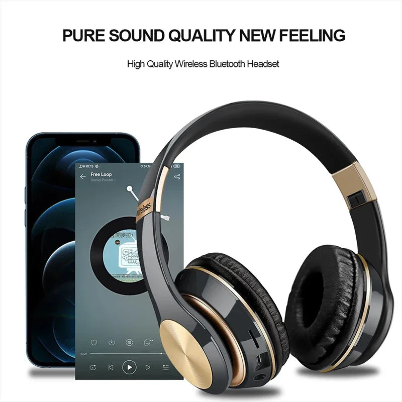 Fones de ouvido Bluetooth T5, sem fio, com microfone, dobrável, para jogos, Huawei