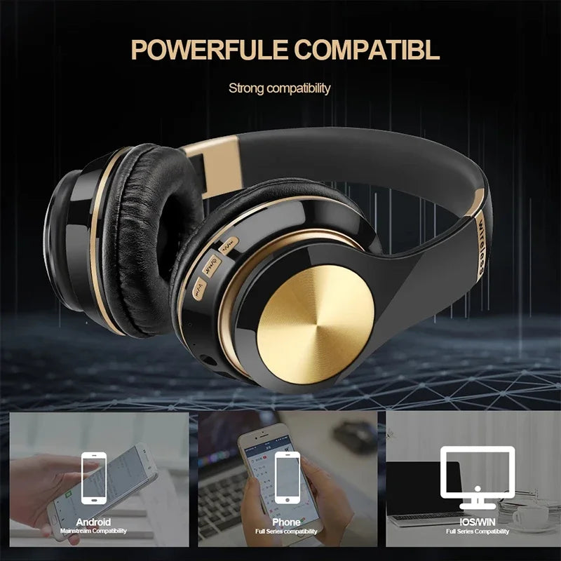 Fones de ouvido Bluetooth T5, sem fio, com microfone, dobrável, para jogos, Huawei