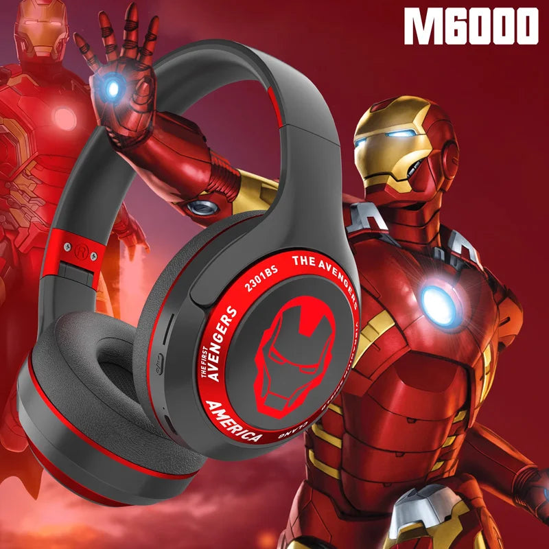 Fones de ouvido sem fio dobráveis Bluetooth Marvel Spider Man para computador com cancelamento de ruído e som estéreo HIFI para jogos