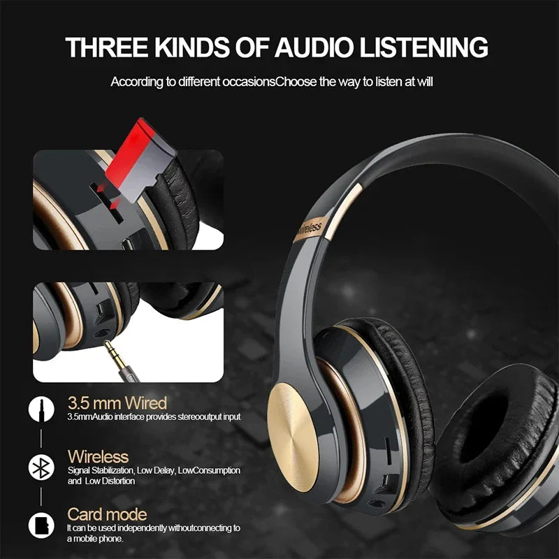 Fones de ouvido Bluetooth T5, sem fio, com microfone, dobrável, para jogos, Huawei